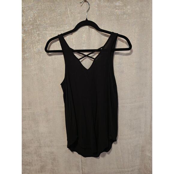 Hollister XS Black Embroider Tank CrissCross Flowy Boho Western Cowgirl Festival - Picture 2 of 5